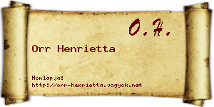 Orr Henrietta névjegykártya